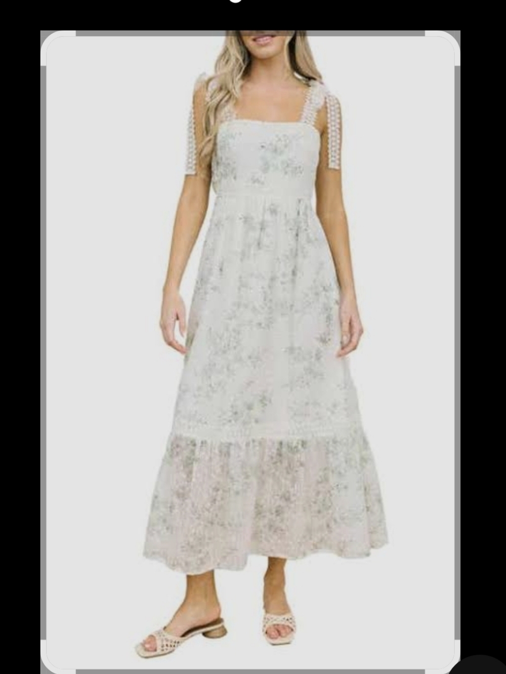 White Floral Maxi Skirt With Tie-Shoulder Straps